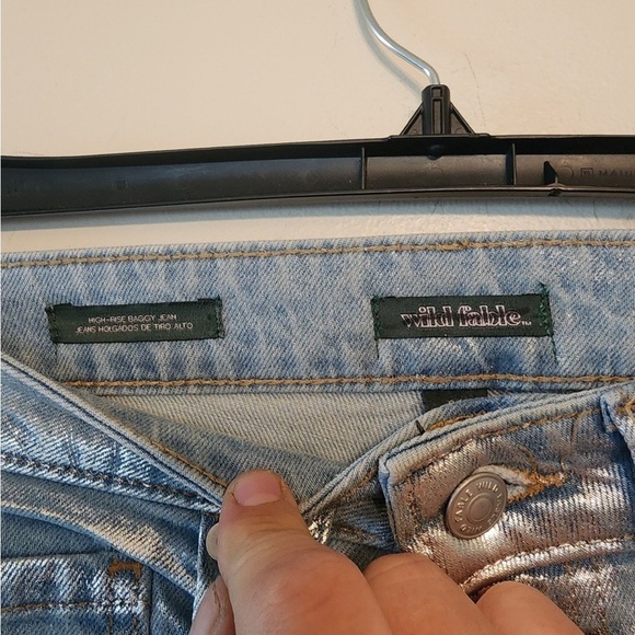 Wild fable high rise baggy jeans shinny size 0 regular - Picture 2 of 4